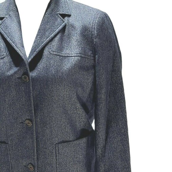Michael Kors Petite Wool-Cotton Blend Blazer Jacket in Blue Size 4P - Picture 6 of 10